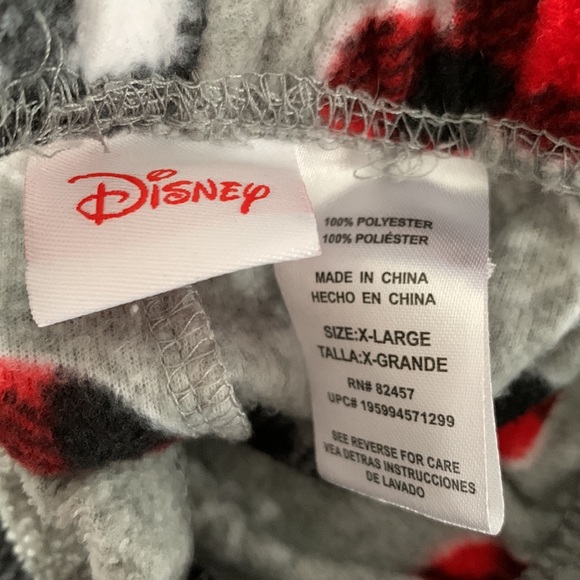 XL Disney Mickey Mouse fleece grey plaid pajama pants - Picture 2 of 2